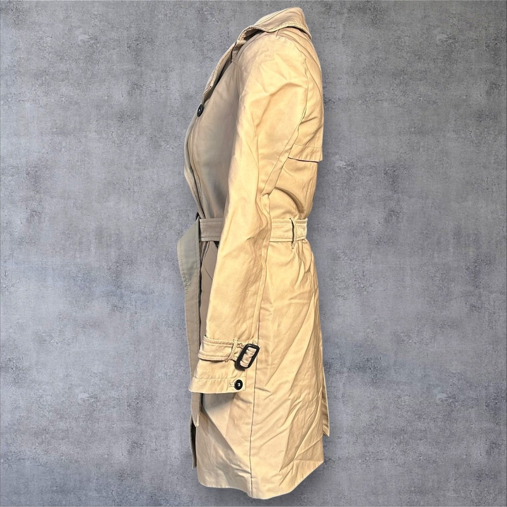 Zara Basic Outerwear Beige Double Breasted Trench Coat Belted XS - Picture 3 of 16
